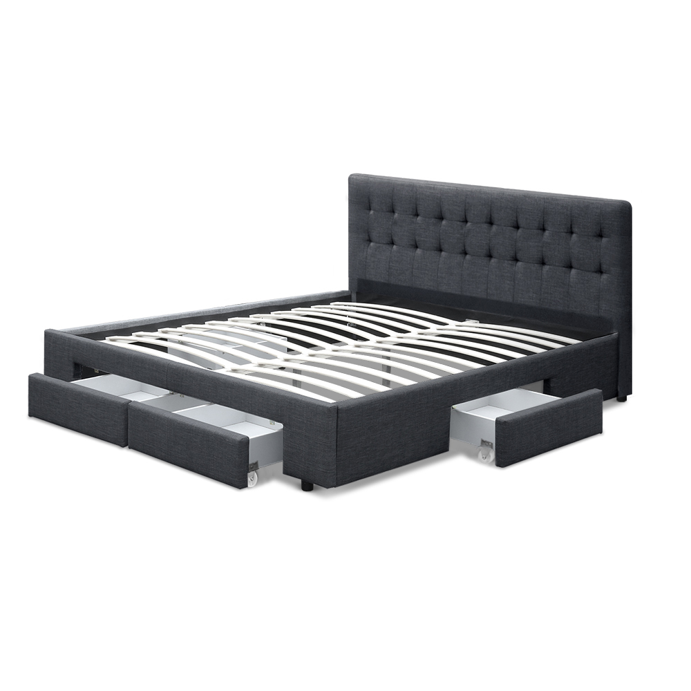 Artiss Queen Bed Frame With 4 Drawers, Charcoal Avio – Wonder Shop Queen Bed Frame