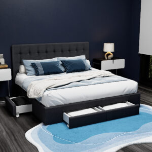 Artiss Queen Bed Frame With 4 Drawers, Charcoal Avio – Wonder Shop Queen Bed Frame