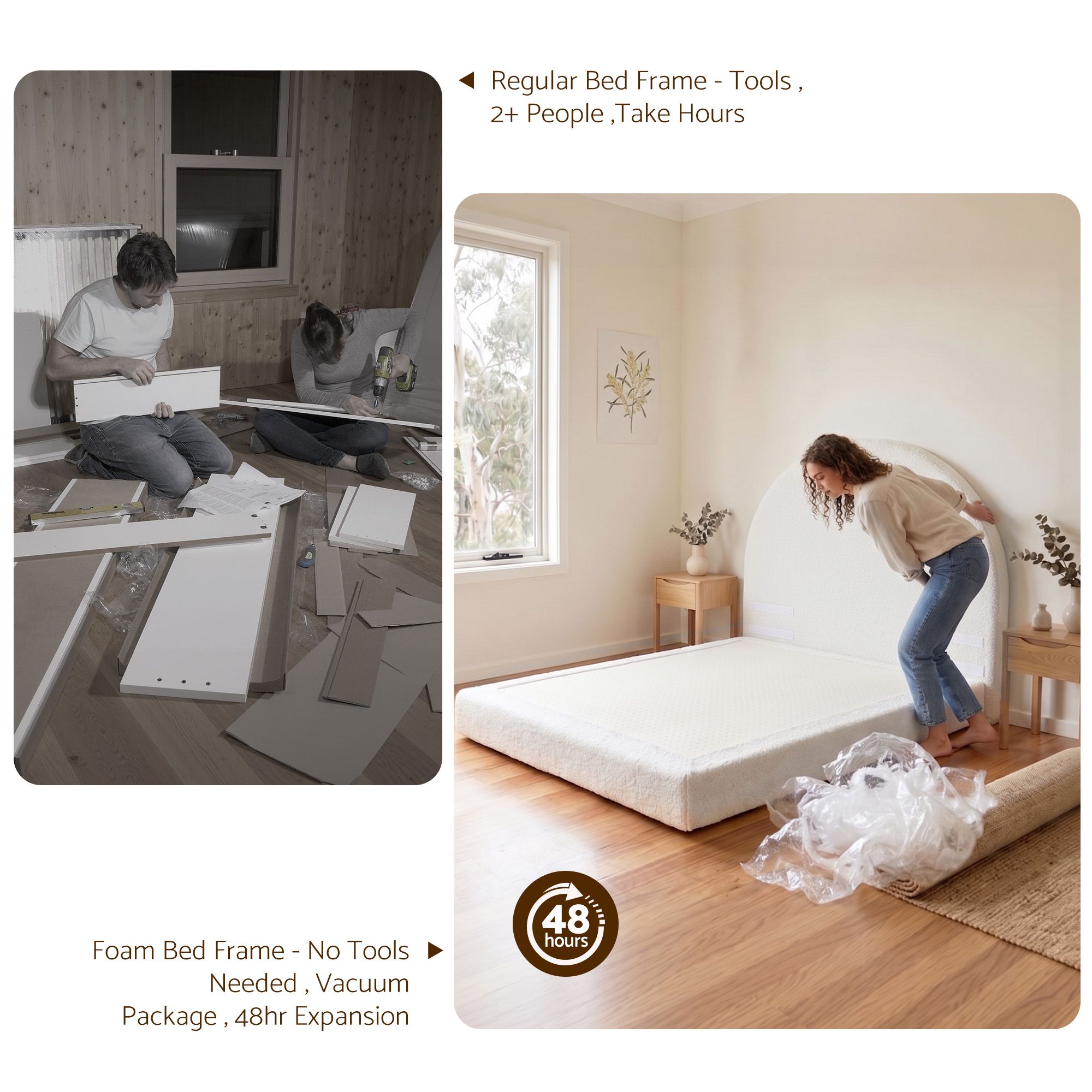 Artiss Double Bed Frame | Boucle Fabric, No Assembly – Wonder Shop Double Bed Frame