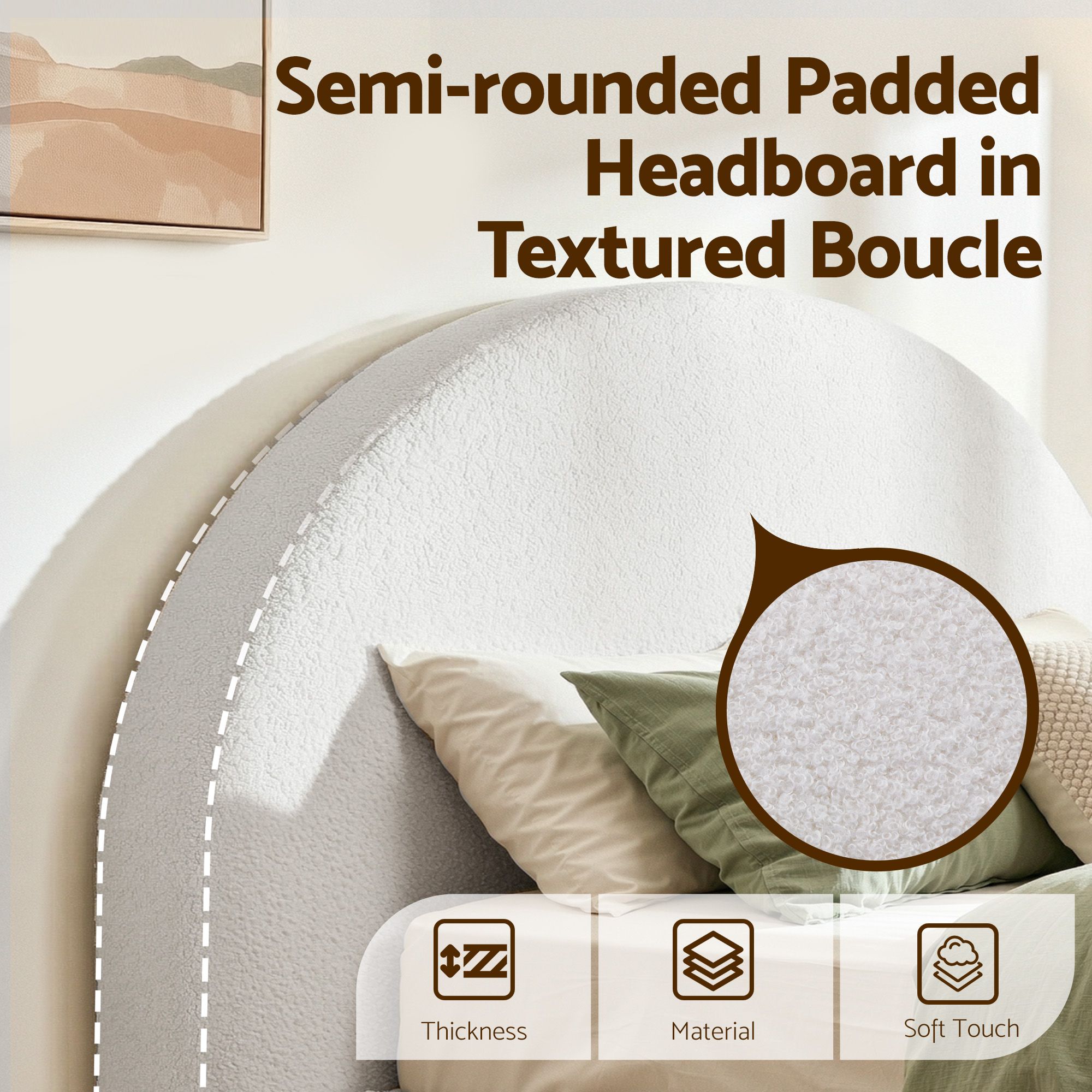 Artiss Double Bed Frame | Boucle Fabric, No Assembly – Wonder Shop Double Bed Frame