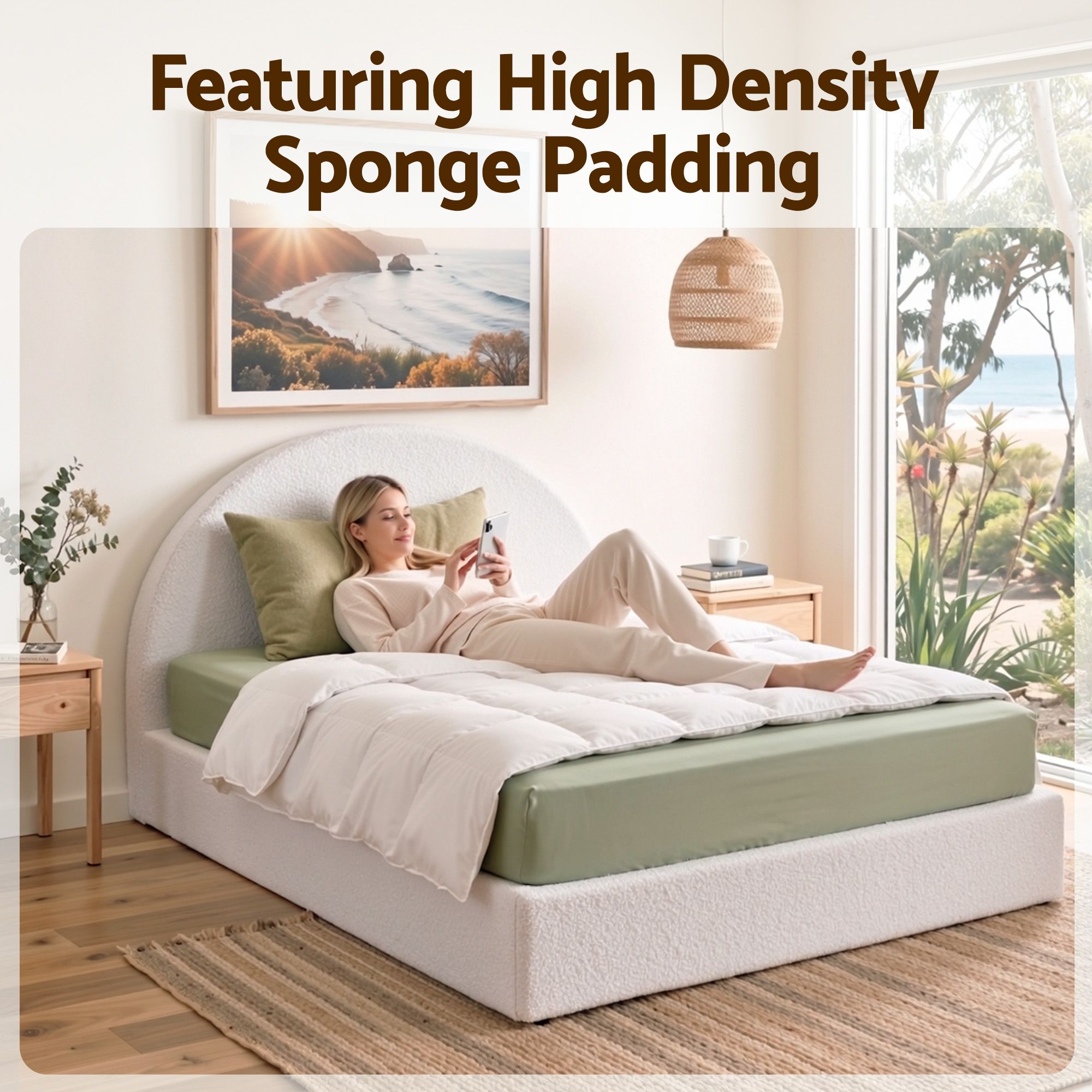Artiss Double Bed Frame | Boucle Fabric, No Assembly – Wonder Shop Double Bed Frame