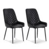 Artiss Set Of 2 Retro Black Pu Leather Dining Chairs – Wonder Shop Artiss Retro Black Pu Leather Dining Chairs Set Of Two With Diamond Tufting