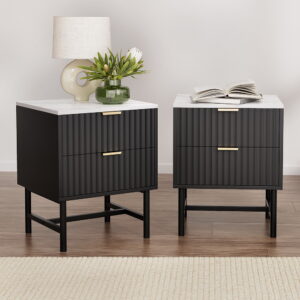 Artiss Black Bedside Table Set (2 Drawers) – Wonder Shop Black Bedside Table