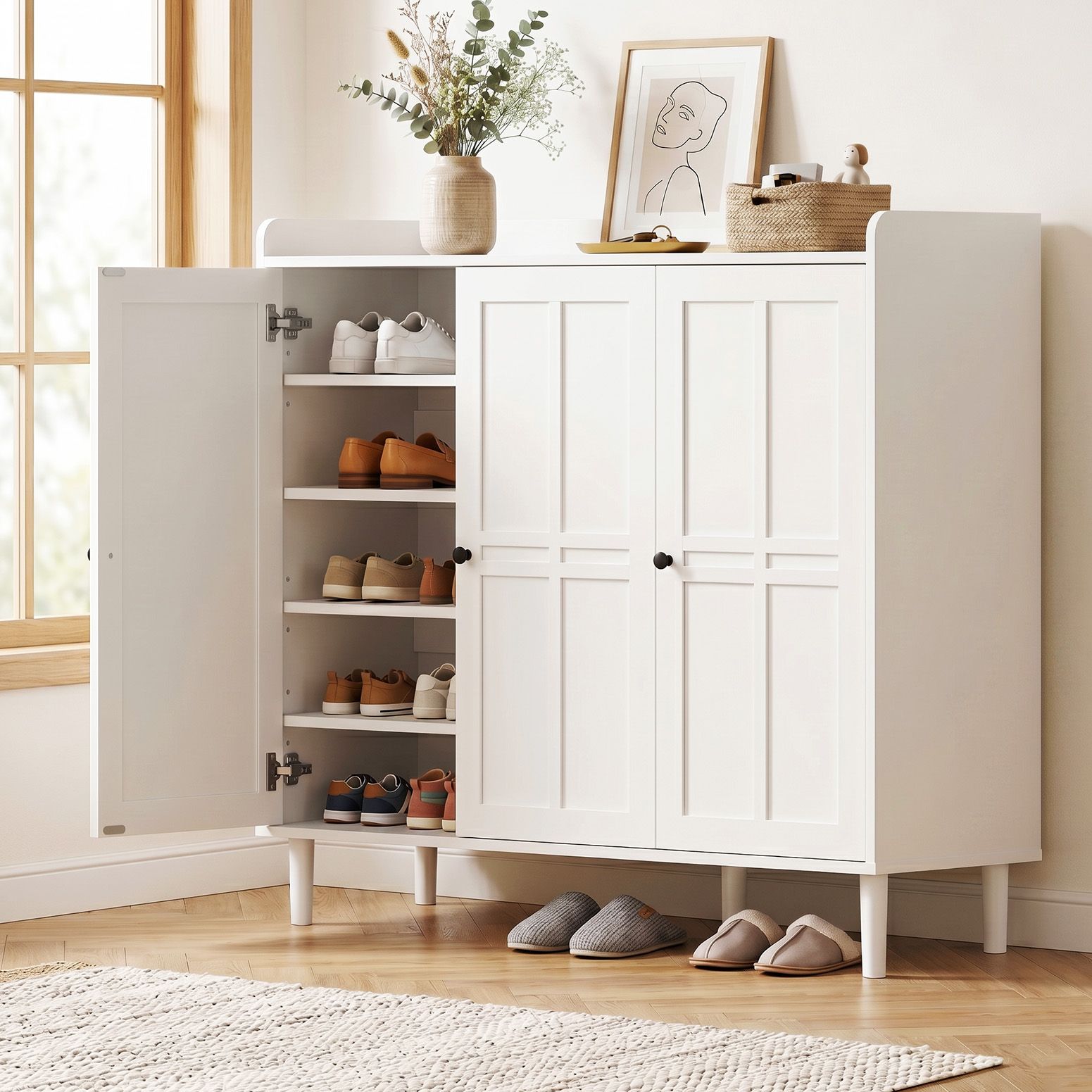 Artiss Shoe Rack Cabinet | Adjustable White Storage – Wonder Shop Shoe Rack Cabinet