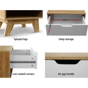 Artiss Bedside Table 1 Drawer With Shelf White Oak Iker – Wonder Shop Artiss Bedside Table 1 Drawer With Shelf - Iker White &Amp; Oak