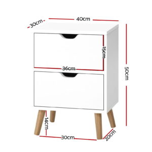 Artiss Boden Bedside Table - White 2-Drawer Set – Wonder Shop Bedside Table White