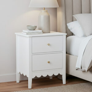 white bedside table