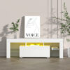 Artiss Led Entertainment Unit In White With Blue Ambient Lighting Under The Glass Shelves