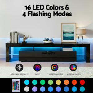 Artiss Led Entertainment Unit 189Cm Tv Cabinet Black Product Image Wonder Shop