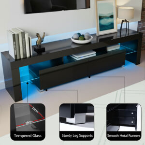 Large Black Artiss Entertainment Unit Styled In A Modern Living Room With A Big Screen Television