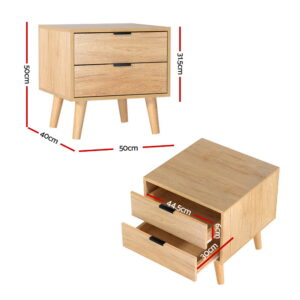 Artiss Pine Bedside Table - 2 Drawers – Wonder Shop Pine Bedside Table