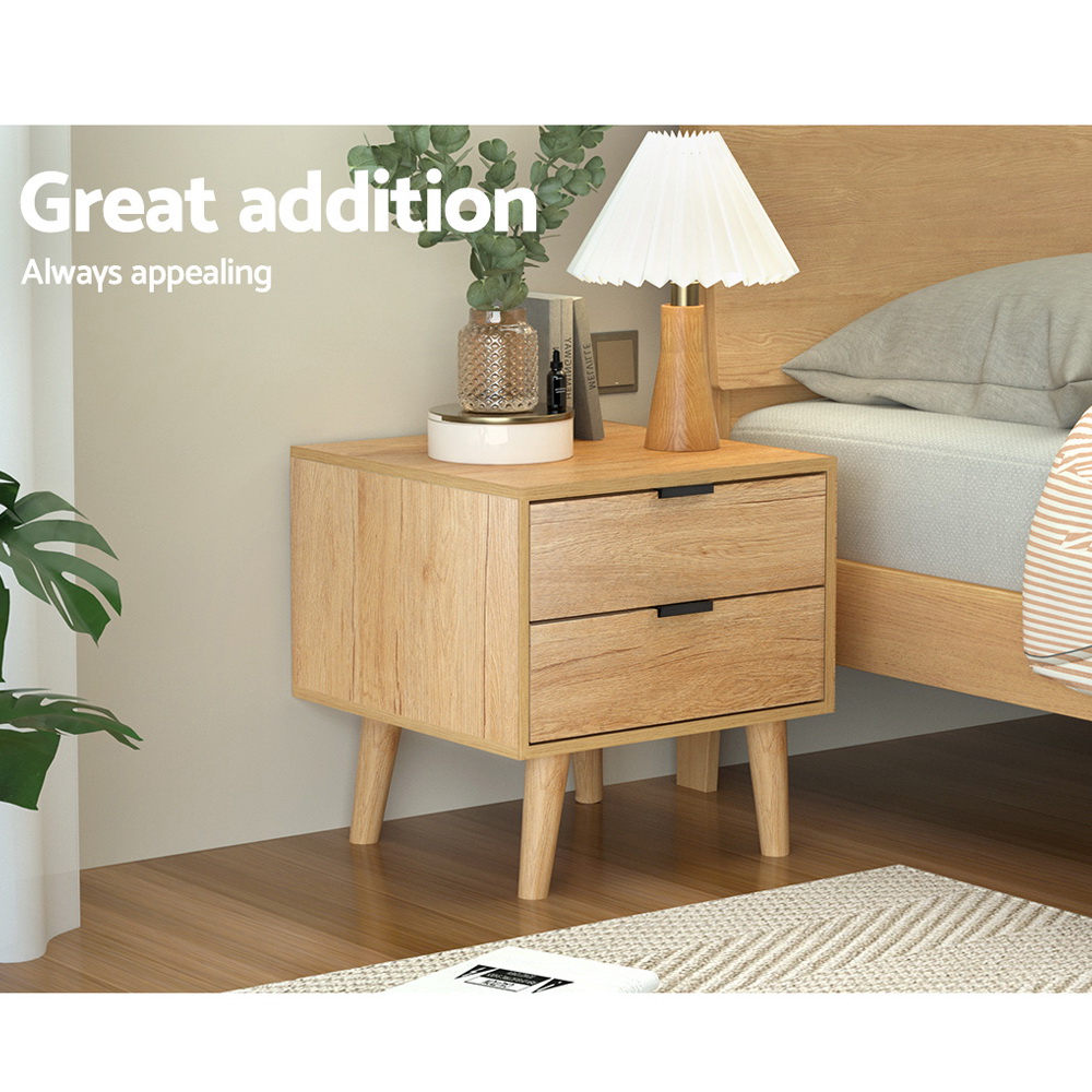 Artiss Pine Bedside Table - 2 Drawers – Wonder Shop Pine Bedside Table