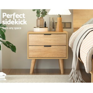 Artiss Pine Bedside Table - 2 Drawers – Wonder Shop Pine Bedside Table