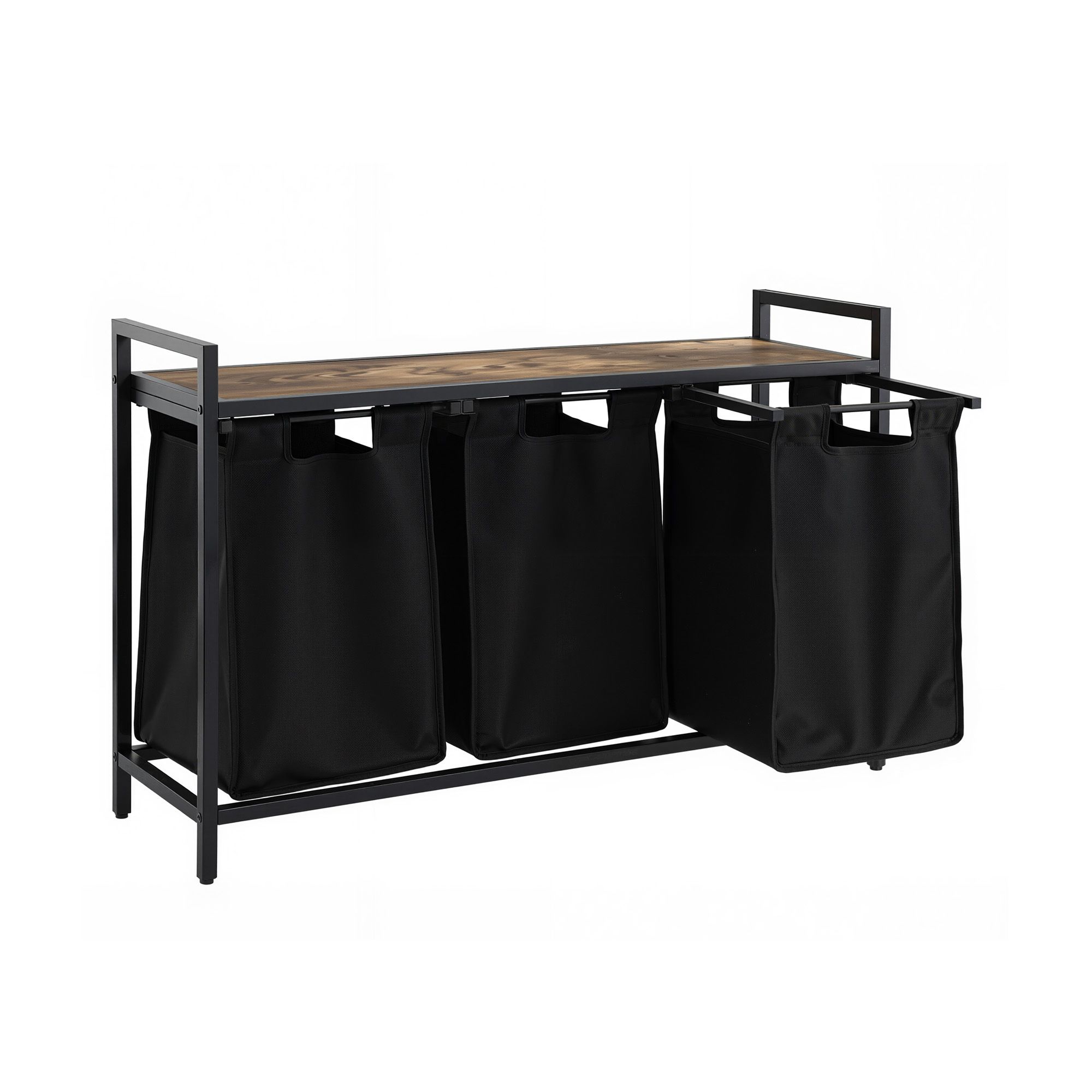 Artiss Laundry Basket With 3 Pull-Out Bags Metal Frame Black – Wonder Shop Artiss Laundry Basket With 3 Pull-Out Bags Metal Frame Black - Image 2
