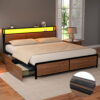 Artiss King Bed Frame With Storage &Amp; Led Headboard – Wonder Shop King Bed Frame