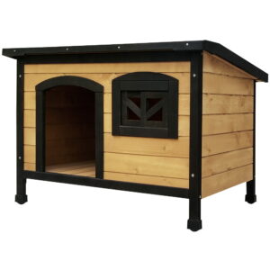 i.Pet Extra Large Wooden Dog Kennel with black asphalt roof and wide entrance