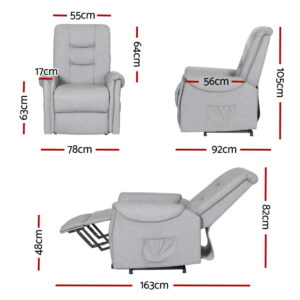 Artiss Recliner Chair Lift Assist Leather Grey – Wonder Shop Lift Assist Recliner