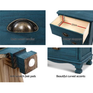 Artiss Vintage Bedside Table - 3 Drawers, Thyme Blue – Wonder Shop Vintage Bedside Table