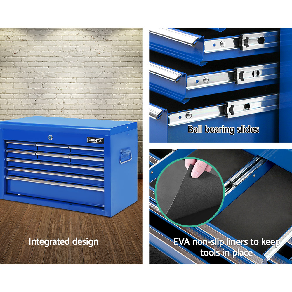 Giantz 9 Drawer Tool Box Chest Garage Storage Organiser Blue – Wonder Shop Close-Up Of The Key Lock System On A Giantz Blue 9 Drawer Tool Chest.