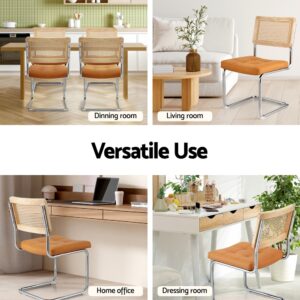 Artiss Dining Chairs Set Of 2 Pu Leather Rattan Cantilever Brown – Wonder Shop Pair Of Brown Pu Leather Rattan Cantilever Chairs Styled Around A Modern Concrete Table