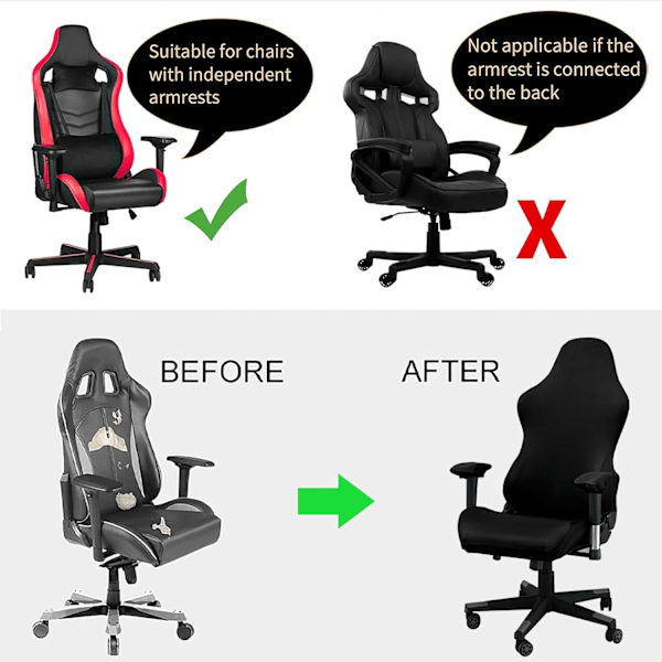 Gaming Chair Cover | Black Stretch With Armrests – Wonder Shop Gaming Chair Cover