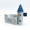 Mini French Country Tower House Planter With Blue-Tiled Tower – Handcrafted Resin Succulent Pot With Drainage, Decor For Desk, Patio, Windowsill &Amp; Shelf Product Image Wonder Shop