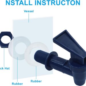 4 Pcs Replacement Cooler Faucet, Bpa Free Water Dispenser Tap Reusable Spigot Spout, Beverage Lever Pour Dispenser Valve For Water Jug/Ceramic Crock(Dark Blue) Product Image Wonder Shop