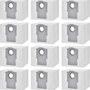 12 Pack Dust Bags for Roborock S8 Pro Ultra, S8+, Q7 Max+, Q8 Max+, Q5 Max+, Q5+, Q5 Pro+, Q7, Q7+, Q7 Max+, S7 MaxV Ultra,S7 Max Ultra Vacuum Cleaner Replacement Disposable Dust Bags- 4L