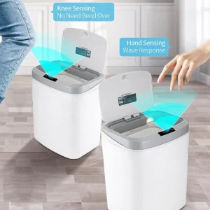 Sensor Trash Bin Touchless 16L White Automatic Kitchen Can – Wonder Shop Open Lid Of Sensor Trash Bin Touchless 16L White Showing Inner Bag Holder