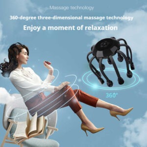 Black Standard B Model [5 Modes + Vibration + Timing] Multifunctional Electric Head Massager With 14 Nodes- Scalp Stress Relief Product Image Wonder Shop
