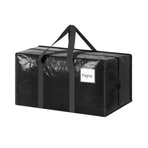 1 Pack Extra Heavy Duty Large Moving Bags with Strong Zipper & Comfortable Handles, Sturdy & Durable Clothes Storage Bags Totes Bins,  Packing Moving Boxes for Clothes, Bedding, Dorm & Travel, Black
