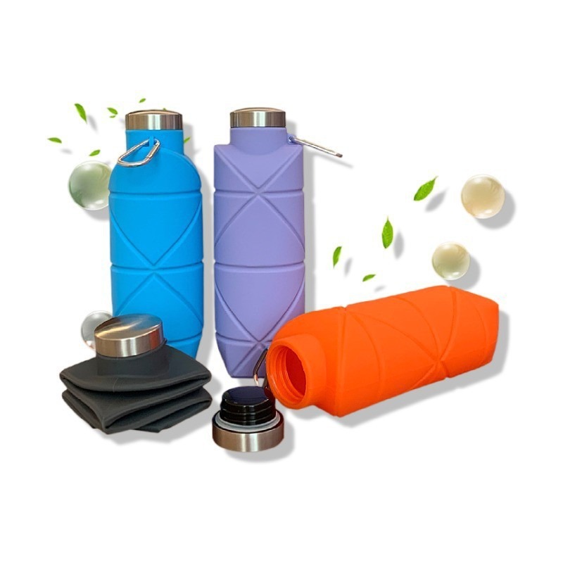 Orange-Red 700Ml Collapsible Silicone Water Bottle With Diamond Pattern - Food-Grade Portable Sports Bottle For Hiking, Camping, Travel &Amp; Gym - Leak-Proof Foldable Design With Carabiner Clip – Wonder Shop Orange-Red 700Ml Collapsible Silicone Water Bottle With Diamond Pattern - Food-Grade Portable Sports Bottle For Hiking, Camping, Travel &Amp; Gym - Leak-Proof Foldable Design With Carabiner Clip - Image 2