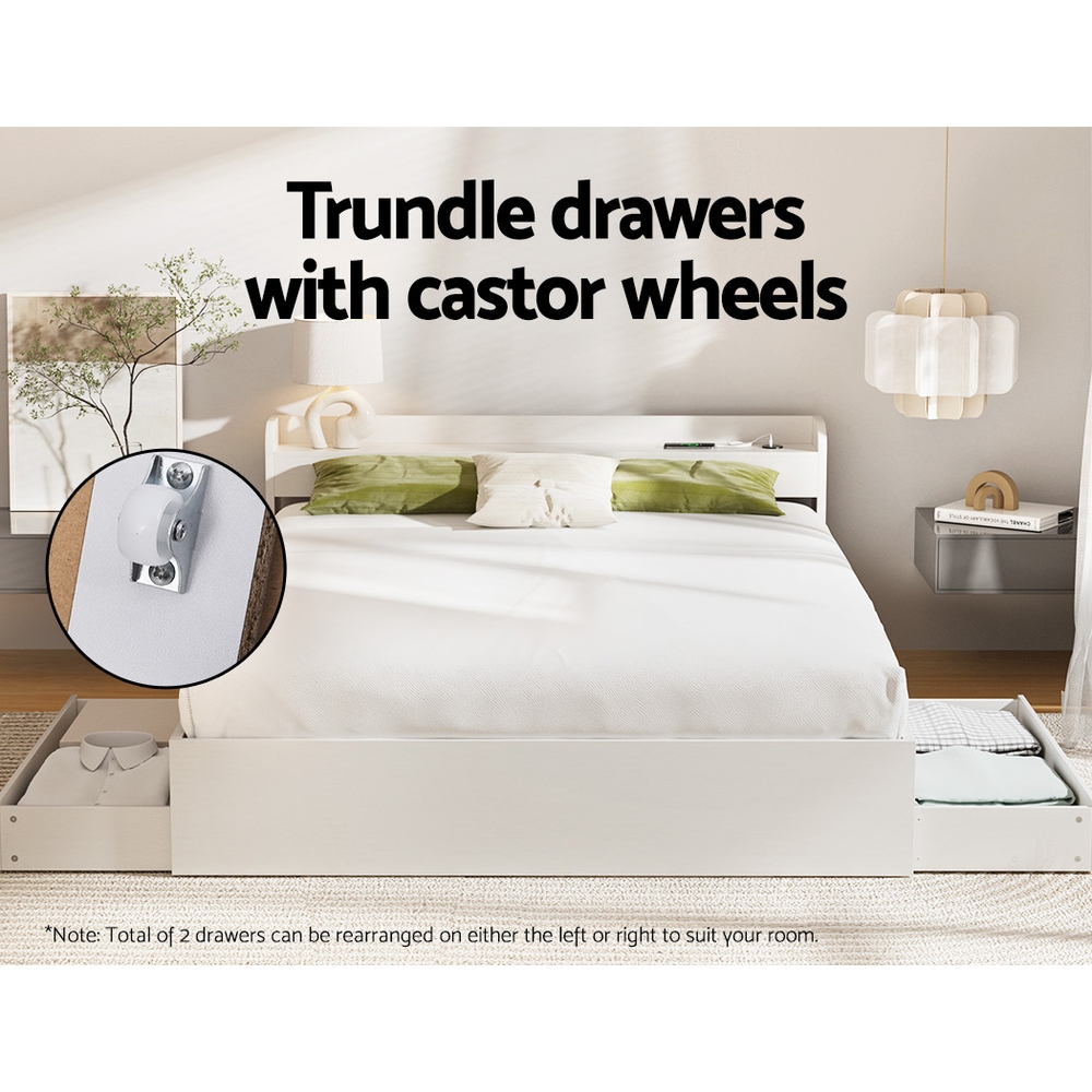 Artiss Double Bed Frame With Charging &Amp; Storage – Wonder Shop Double Bed Frame